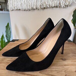 J. Crew Elsie Black Suede Leather Pointy Toe Stiletto Heel Pump Size 8